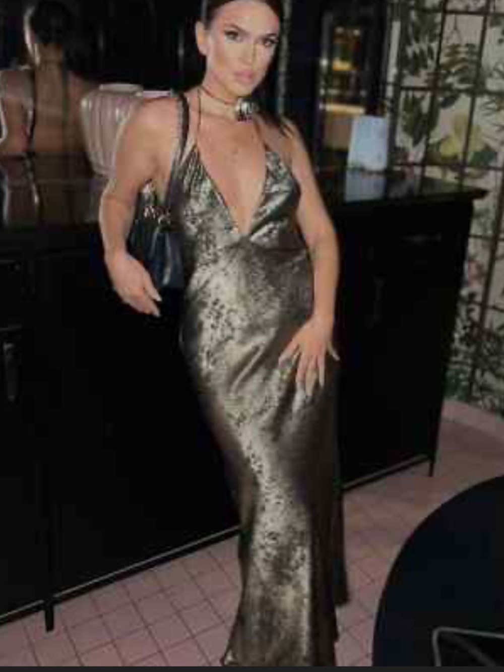Zara Metallic Gold and Silver Floral Slip Dress - Picture 2 of 3